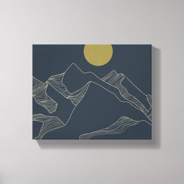 Minimalistische Berglinie Art Landschaft Leinwanddruck (Vorderseite)