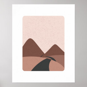 Minimalistische Bergstrasse Landschaft Kunst, Dich Poster