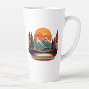 Minimalistische Bergszene Latte Tasse - 17 oz