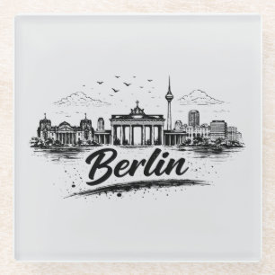 Minimalistische Berlin Deutschland Stadtlandschaft Glasuntersetzer