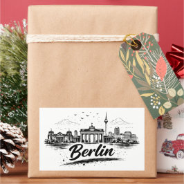 Minimalistische Berlin Deutschland Stadtlandschaft Rechteckiger Aufkleber