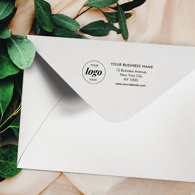 Minimalistische Berufliche Anschrift des Unternehm Permastempel (Minimalist business logo address stamp with your company name and website)