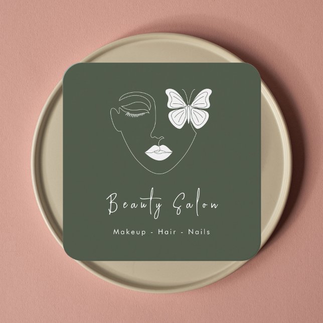 Minimalistische Berufliche Beauty Salon Visitenkar Quadratische Visitenkarte (Von Creator hochgeladen)