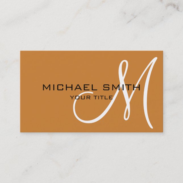 Minimalistische Berufliche Bronze-Monogramm Visitenkarte (Vorderseite)
