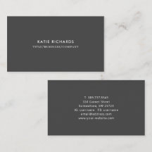 Minimalistische Berufliche Dunkelgrau-Visitenkarte