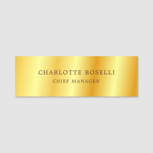 Minimalistische Berufliche Goldfarbe Namensschild (Vorderseite)