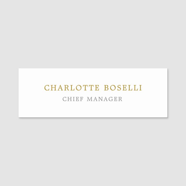 Minimalistische Berufliche Goldfarbe Namensschild (Vorderseite)