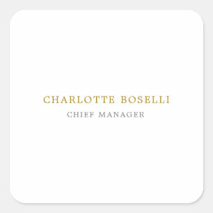 Minimalistische Berufliche Goldfarbe Quadratischer Aufkleber