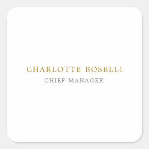 Minimalistische Berufliche Goldfarbe Quadratischer Aufkleber