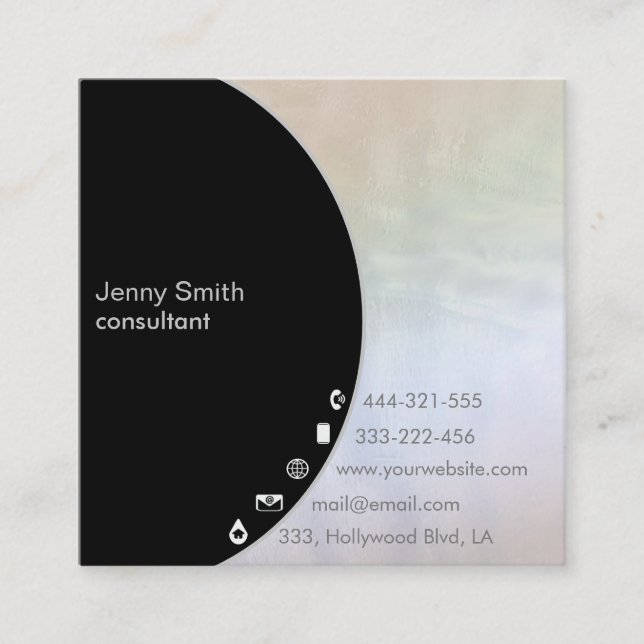 Minimalistische berufliche holografische geometris quadratische visitenkarte (Vorderseite)