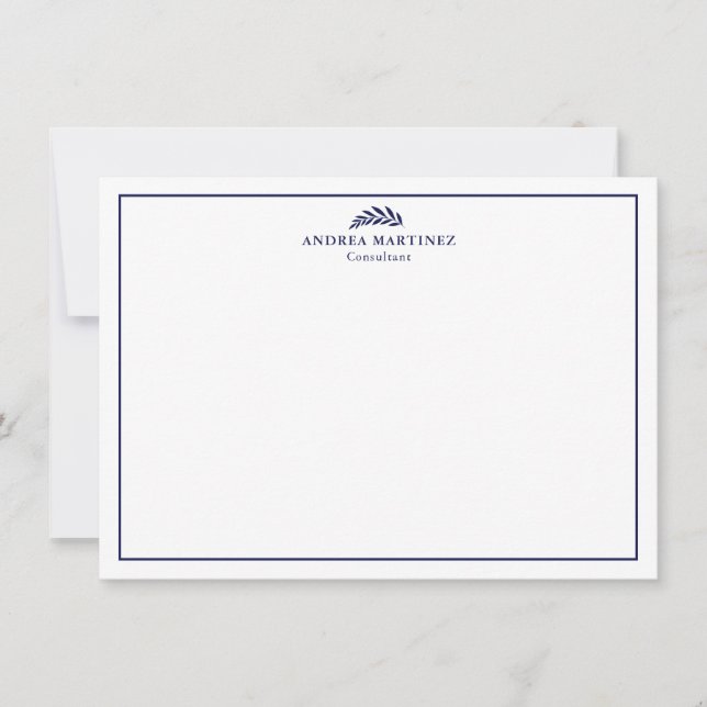 Minimalistische Berufliche Navy Blue Border Note C Mitteilungskarte (Vorderseite)