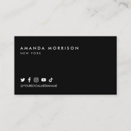 Minimalistische Berufliche Social Media Black Visitenkarte
