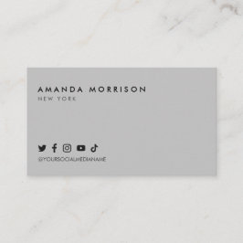 Minimalistische Berufliche Social Media Grau Visitenkarte