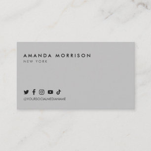 Minimalistische Berufliche Social Media Grau Visitenkarte