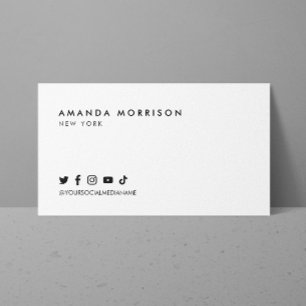 Minimalistische Berufliche Social Media White Visitenkarte