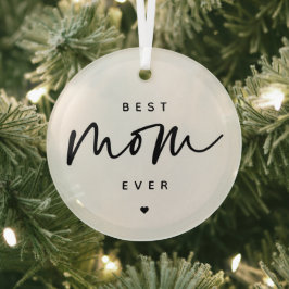 Minimalistische beste Mama je elegante Script Typo Ornament Aus Glas