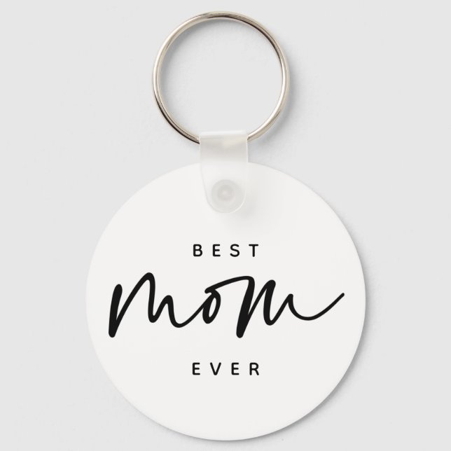 Minimalistische beste Mama je elegante Script Typo Schlüsselanhänger (Vorderseite)