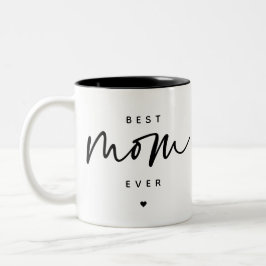 Minimalistische beste Mama je elegante Script Typo Zweifarbige Tasse