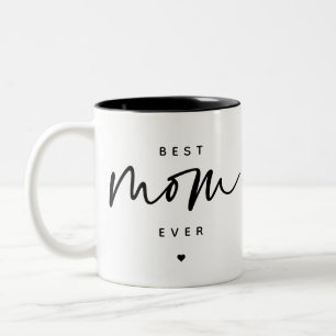 Minimalistische beste Mama je elegante Script Typo Zweifarbige Tasse