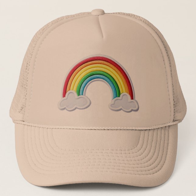 Minimalistische bestickte Regenbogen Dreams Trucke Truckerkappe (Vorderseite)