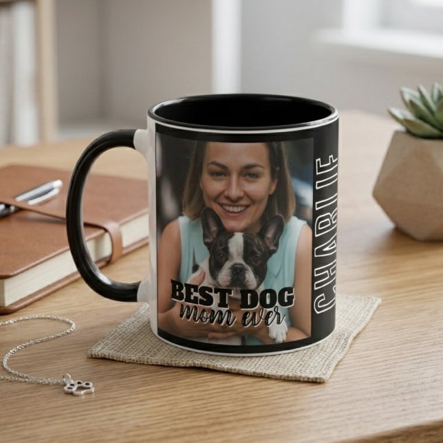 Minimalistische Besties Foto- und Namensdesign Tasse (Von Creator hochgeladen)
