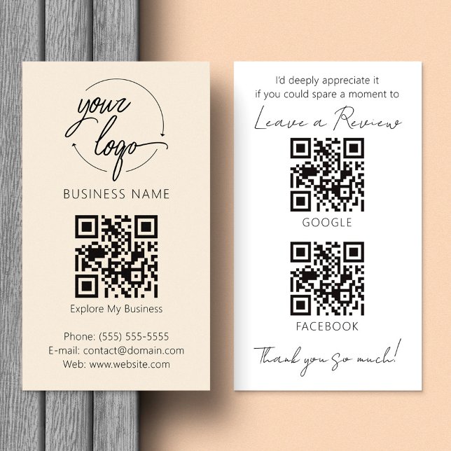 Minimalistische Bewertungsanfrage mit QR-Code Chic Visitenkarte (Von Creator hochgeladen)