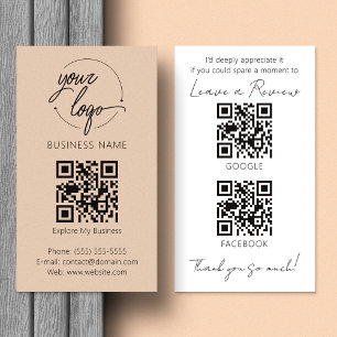 Minimalistische Bewertungsanfrage mit QR-Code Sand Visitenkarte