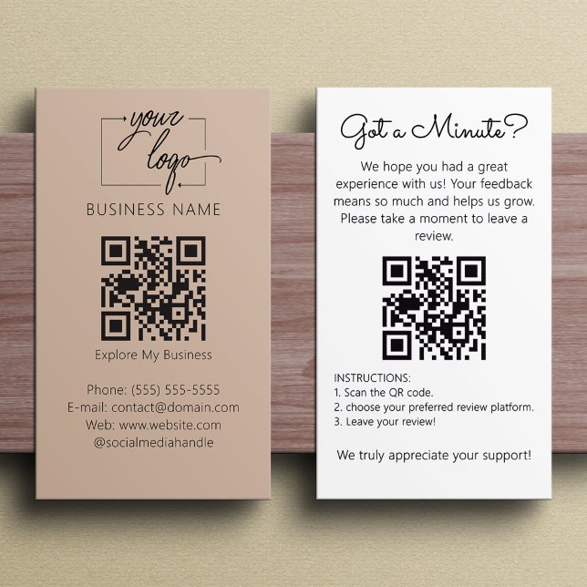 Minimalistische Bewertungsanfrage mit QR-Code Sand Visitenkarte (Von Creator hochgeladen)