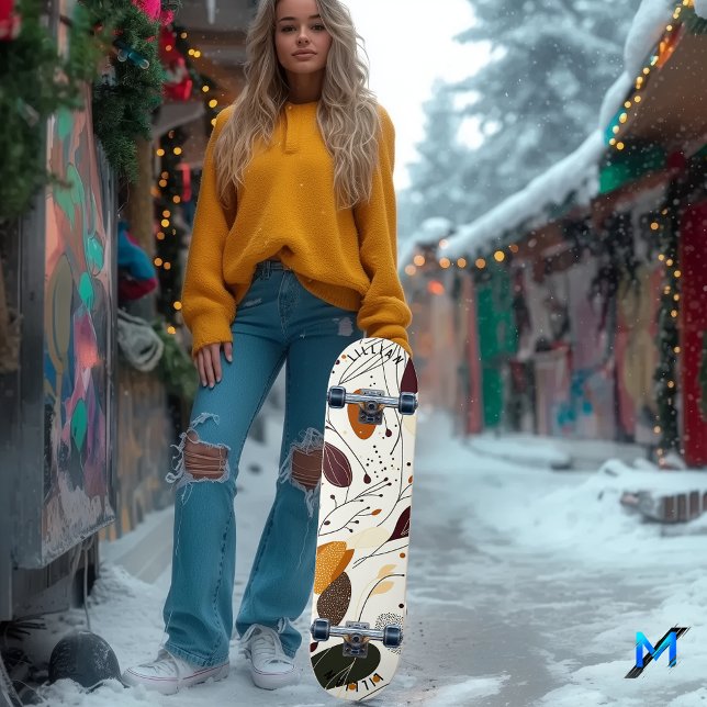 Minimalistische Bio Blätter Skateboarddesign Skateboard (Von Creator hochgeladen)