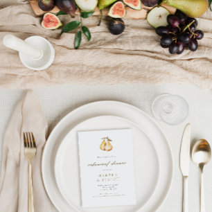 Minimalistische Birnen Hochzeitsessen Probe Einladung