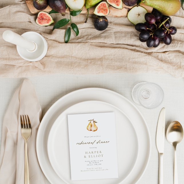 Minimalistische Birnen Hochzeitsessen Probe Einladung (Von Creator hochgeladen)