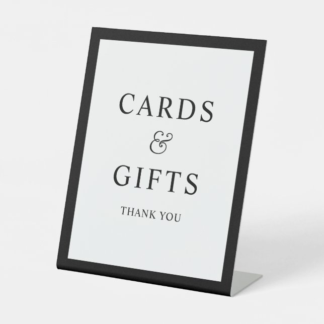 Minimalistische Black Border Cards & Geschenke Sockelschild (Vorderseite)