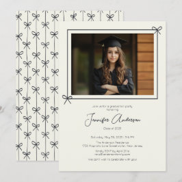 Minimalistische Black Bow Foto Graduation Party Einladung