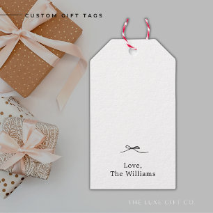 Minimalistische Black Bow-Geschenkmarken Polka Doc Geschenkanhänger