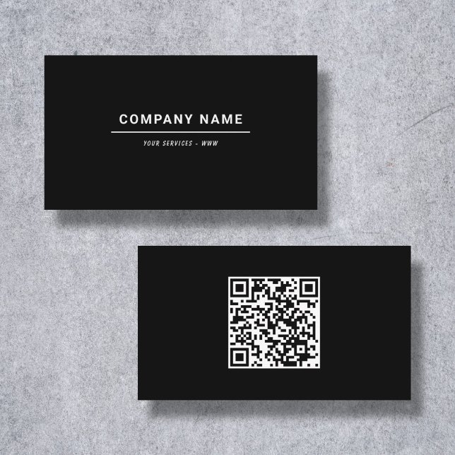 Minimalistische Black Business Card mit QR-Code Visitenkarte (Minimalist Black Business Card)