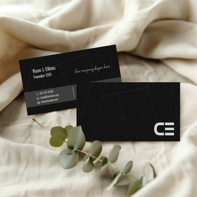 Minimalistische Black Founder & CEO Business Card Visitenkarte (Von Creator hochgeladen)