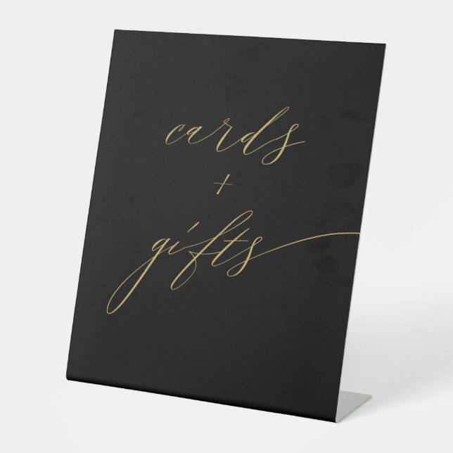 Minimalistische Black Gold Elegante Script Cards G Sockelschild (Vorderseite)