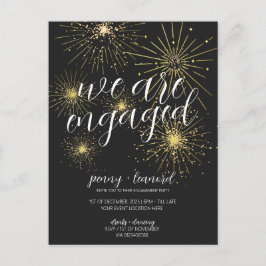 Minimalistische Black-Gold-Feuerwerkskommunikation Postkarte