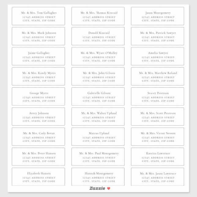 Minimalistische Black Guest Address Labels (Blatt)