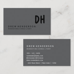 Minimalistische Black Monogram Business Card Visitenkarte