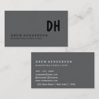 Minimalistische Black Monogram Business Card Visitenkarte