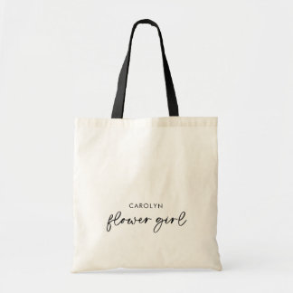 Minimalistische Black Script Flower Giro Tote Tasc Tragetasche