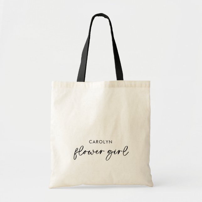 Minimalistische Black Script Flower Giro Tote Tasc Tragetasche (Vorne)