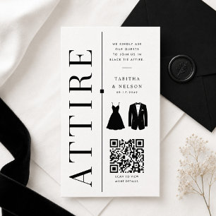 Minimalistische Black-Tie-Hochzeits-QR-Code-Kleid Begleitkarte