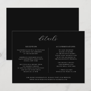 Minimalistische Black Wedding Details Card Einladung