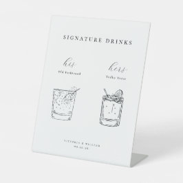 Minimalistische Black Wedding Signature Drinks Sockelschild