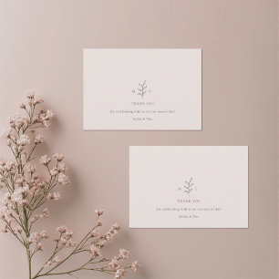 Minimalistische Blatt-Rosa-Schwarze Hochzeits-Dank Einladung