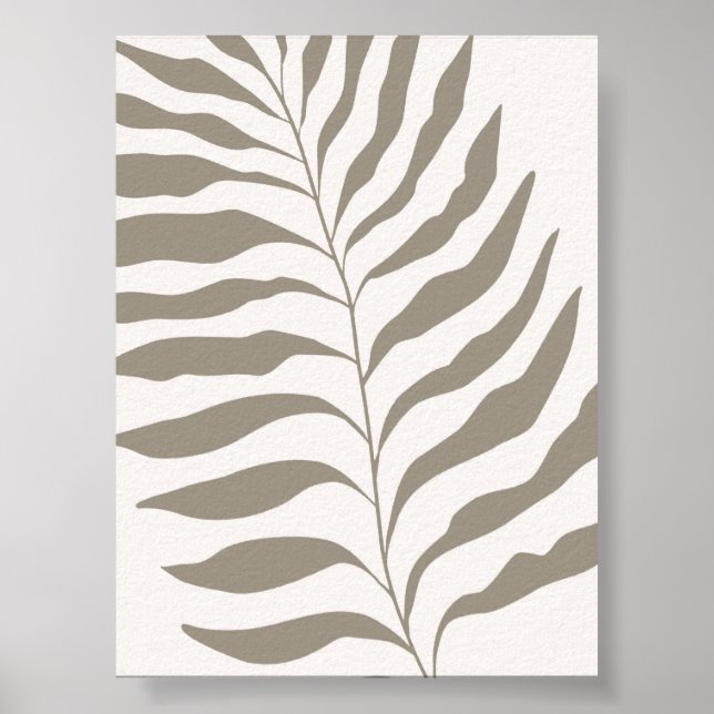 Minimalistische Blätter in neutraler Beige Art Poster (Vorne)