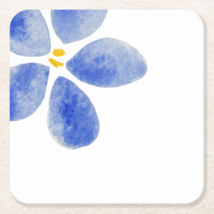Minimalistische blaue Aquarell-Blumen Rechteckiger Pappuntersetzer