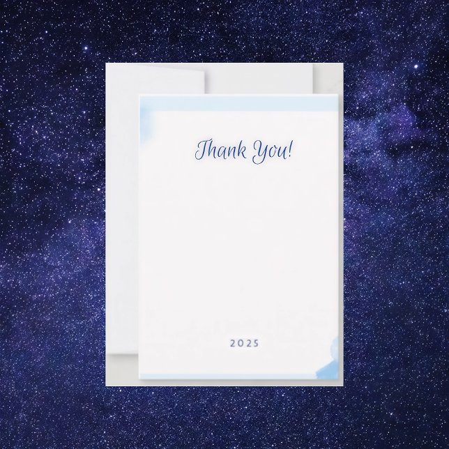 Minimalistische blaue Aquarellfarben-Monogramm-Kar Dankeskarte (Von Creator hochgeladen)